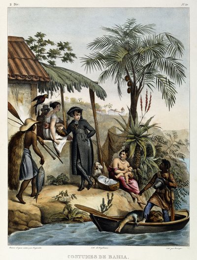 Kostiumy Bahia, z „Malownicza podróż do Brazylii”, 1835 autorstwa Johann Moritz Rugendas