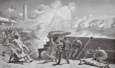 Bombardowanie Aleksandrii (litografia) autorstwa Johann Nepomuk (after) Schonberg