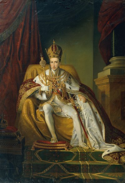 Cesarz Ferdynand I w regaliach koronacyjnych autorstwa Johann Nepomuk Ender