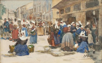 Rynek w Concarneau autorstwa Johann Nepomuk Geller