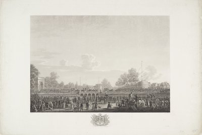 Przybycie króla Wilhelma I do Brukseli, 1815 Dwanaście tablic przedstawiających przybycie i inaugurację Wilhelma I w Brukseli oraz bitwy pod Quatre-Bras i Waterloo w 1815 roku (tytuł serii) autorstwa Johann Nepomuk Gibèle