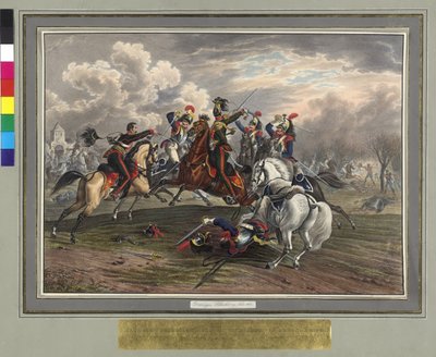 Frederic Dittmayer ratuje 17 lutego 1814 r. w Villeneuve pułkownika sierżanta barona Trach z niewoli francuskich kirasjerów autorstwa Johann Nepomuk Hoechle