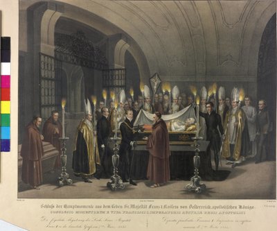Inhumacja Franciszka I.1835 (litografia) autorstwa Johann Nepomuk Hoechle