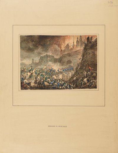 Szturm na Wiedeń w Stubentor przez wojska francuskie w 1809 r. autorstwa Johann Nepomuk Höchle