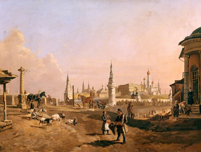 Widok na most Bolshoy Kamenny i Kreml z Zamoskvorechye, 1837 autorstwa Johann Nepomuk Rauch