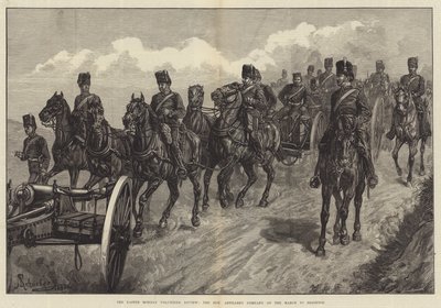 Przegląd Wolontariuszy Poniedziałku Wielkanocnego, Honorowa Kompania Artylerii w marcu do Brighton autorstwa Johann Nepomuk Schonberg
