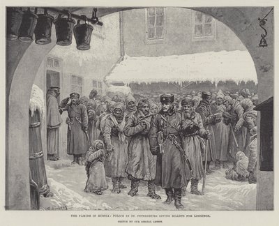 Głód w Rosji, policja w Sankt Petersburgu rozdaje kęsy na zakwaterowanie autorstwa Johann Nepomuk Schonberg