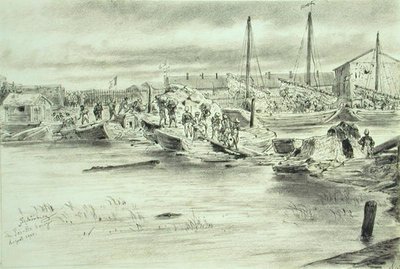 Most Pei-Ho, sierpień 1900 (akwarela na papierze) autorstwa Johann Nepomuk Schonberg