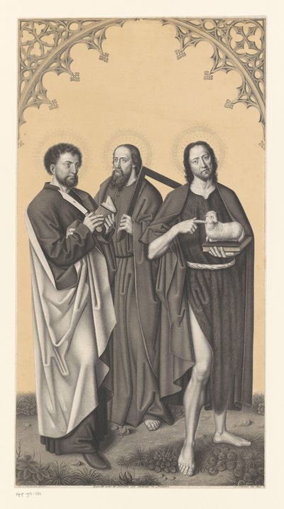 Św Bartłomiej, Tomasz i Jan Chrzciciel Dzieła z kolekcji braci Boisserée (tytuł serii) Galerie des Frères Boisserée (tytuł serii) autorstwa Johann Nepomuk Strixner