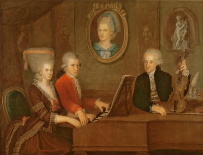 Rodzina Mozartów, 1780-81 autorstwa Johann Nepomuk della Croce