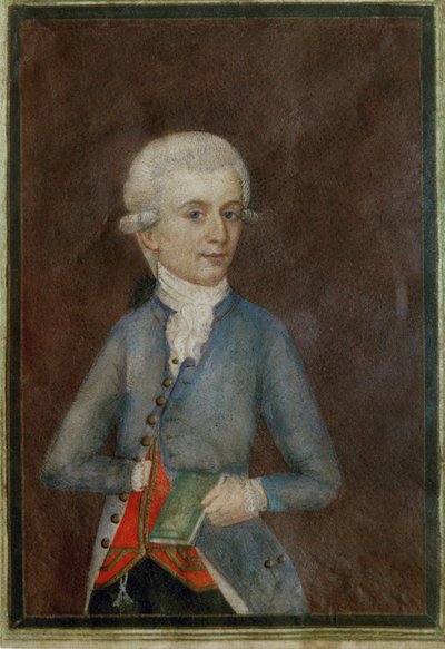 Wolfgang Amadeusz Mozart (ok. ... (gwasz na pergaminie) autorstwa Johann Nepomuk della Croce