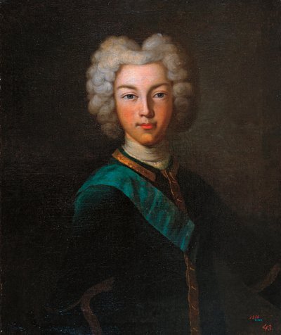 Portret cara Rosji Piotra II (Portret cara Rosji Piotra II) - Obraz Johanna Paula Lueddena (Ludden) (?-1739), olej na płótnie, koniec 1720 - Państwowe Muzeum na świeżym powietrzu Pałac Pawłowsk , Sankt Petersburg ( Rosja) autorstwa Johann Paul (d.1739) Luedden