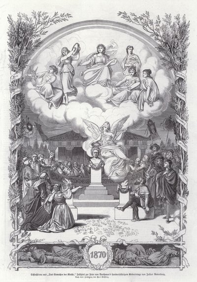 Ostatnia scena z Przebudzenia sztuki, obchody stulecia urodzin Beethovena, autorstwa Juliusa Rodenberga (rycina) autorstwa Johann Paul Adolf Kiessling