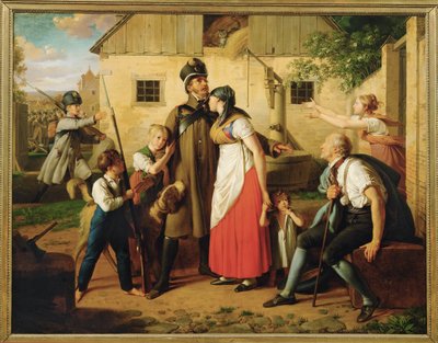 Die Heimkehr des Landwehrmannes - Powrót milicjanta ... (obraz na płótnie) autorstwa Johann Peter Krafft