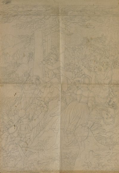 Rysunek konturowy do „Sceny z tyrolskiej walki o wolność” autorstwa Johann Peter Krafft