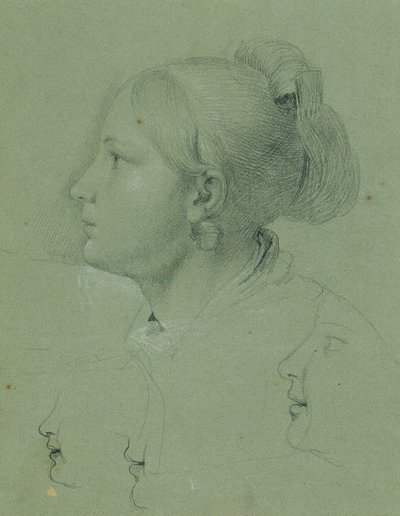 Głowa dziewczyny (badanie na temat „Powrotu do domu człowieka z Landwehry”, 1817) autorstwa Johann Peter Krafft