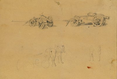 Studium pod kątem armat, akcesoriów wojskowych autorstwa Johann Peter Krafft