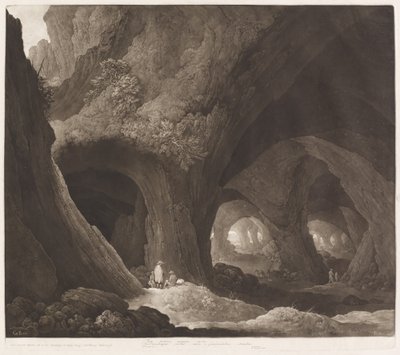 Podróżujący w gigantycznych jaskiniach autorstwa Johann Peter Pichler, after Guillam Dubois