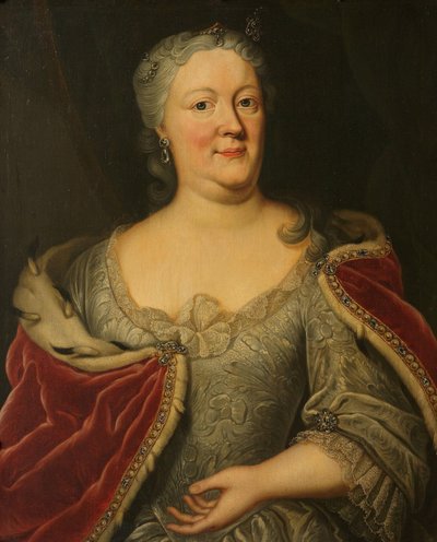 Portret Marii Louisy van Hessen-Kassel, zwanej Maaike-Meu. Wdowa po Stadtholder Friesland John Willem Friso, książę Orange-Nassau autorstwa Johann Philipp Behr