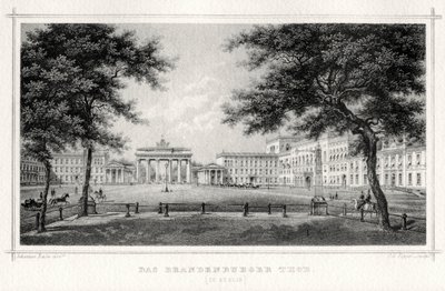 Brama Brandenburska, Berlin, XIX wiek. autorstwa Johann Poppei
