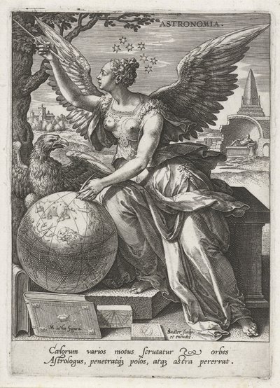 Astronomia Astronomia (tytuł na obiekcie) Siedem sztuk wyzwolonych (artes liberales) (tytuł serii) autorstwa Johann Sadeler (I)