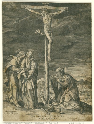 Chrystus na krzyżu z Marią, Janem i Marią Magdaleną autorstwa Johann Sadeler (I)