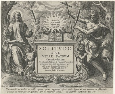 Chrystus w Johannes de Doper Mannelijke kluizenaars (tytuł serii) Samotność lub życie ojców pustelników (tytuł serii) Solitvdo Sive Vitae Patrvm Eremicolarum (tytuł serii na obiekcie) autorstwa Johann Sadeler (I)