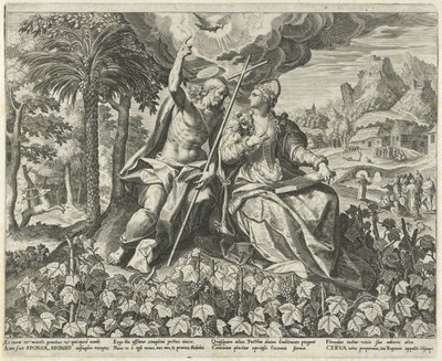 Chrystus i Jego Oblubienica w winnicy Pieśń Salomona (tytuł serii) Canticum Canticorum (tytuł serii) autorstwa Johann Sadeler (I)