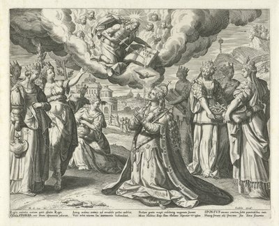 Chrystus oddaje swoją krew swojej oblubienicy Pieśń Salomona (tytuł serii) Canticum Canticorum (tytuł serii) autorstwa Johann Sadeler (I)