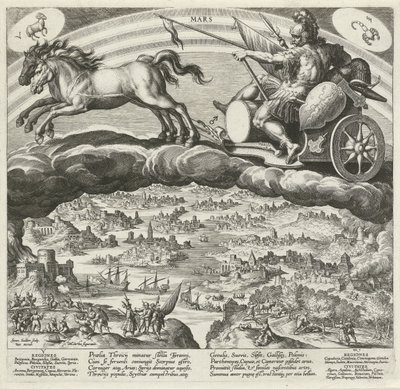 Planeta Mars i jej wpływ na świat Siedem planet (tytuł serii) Planetarum effectus et eorum in signis zodiac (tytuł serii) autorstwa Johann Sadeler (I)