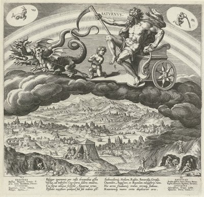 Planeta Saturnus en zijn influencer op de wereld Siedem planet (tytuł serii) Skutki planet i ich znaków w zodiaku (tytuł serii) autorstwa Johann Sadeler (I)