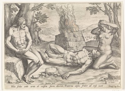 Ewa opłakuje śmierć Abla Historia Kaina i Abla (tytuł serii) autorstwa Johann Sadeler (I)