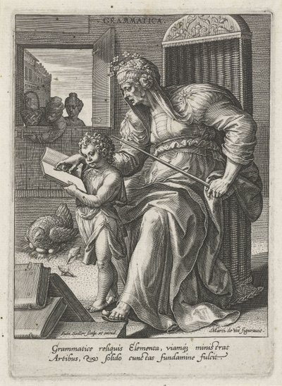 Gramatyka (tytuł na obiekcie) Siedem sztuk wyzwolonych (artes liberales) (tytuł serii) autorstwa Johann Sadeler (I)