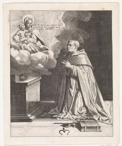 Św. Jacek adoruje Maryję z Dzieciątkiem Jezus autorstwa Johann Sadeler (I)