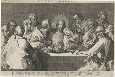 Ostatnia Wieczerza Coeni domini (tytuł na obiekcie) autorstwa Johann Sadeler (I)