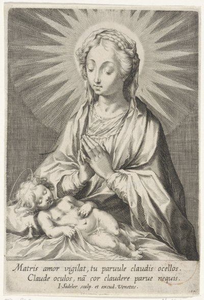 Maryja adoruje śpiące dziecko Chrystusa autorstwa Johann Sadeler (I)