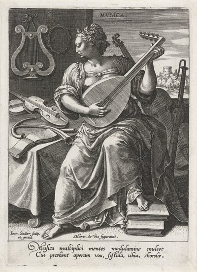 Muzyka Musica (tytuł na obiekcie) Siedem sztuk wyzwolonych (artes liberales) (tytuł serii) autorstwa Johann Sadeler (I)