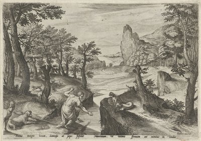 Narcyz Pejzaże ze scenami mitologicznymi (tytuł serii) autorstwa Johann Sadeler (I)