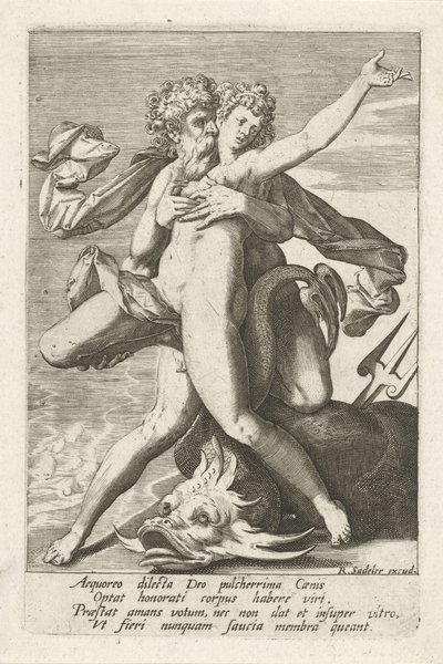 Neptun zaskakuje Caenis autorstwa Johann Sadeler (I)