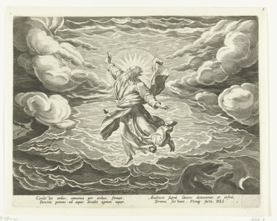 Stworzenie powietrza i wody Stworzenie Świata (tytuł serii) autorstwa Johann Sadeler (I)