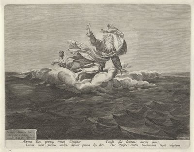 Stworzenie światła i ciemności Stworzenie Świata (tytuł serii) autorstwa Johann Sadeler (I)