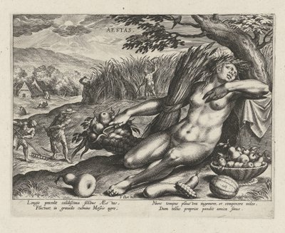 Lato Aesty (tytuł na obiekcie) Cztery pory roku (tytuł serii) autorstwa Johann Sadeler (I)