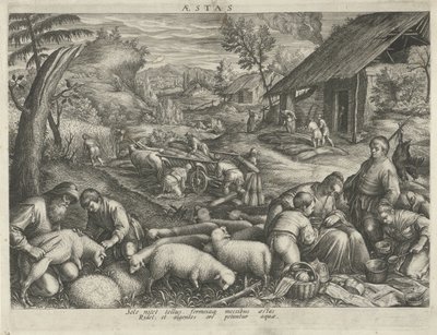 Lato Aesty (tytuł na obiekcie) Cztery pory roku (tytuł serii) autorstwa Johann Sadeler (I)