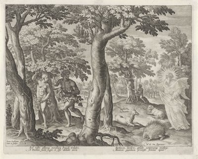 Upadek człowieka Historia rodziny Kaina / O dobrych i złych uczynkach (tytuł serii) Boni et mali scientia (tytuł serii) autorstwa Johann Sadeler (I)