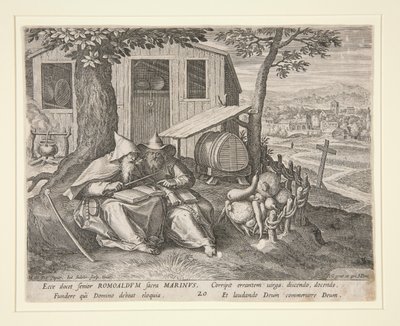 Święci Romuald i Marinus (z Oraculum Anachoreticum, 20) autorstwa Johann Sadeler I