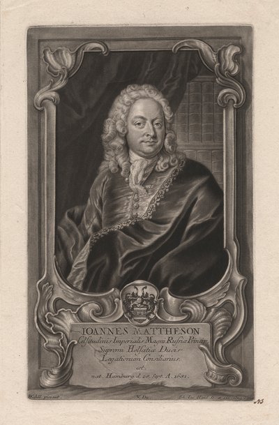 Johann Mattheson, ryty przez Johanna Jakoba Haida (1704-67), c.1744 (mezzotinta) autorstwa Johann Salomon Wahl