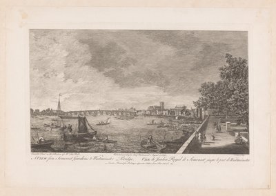 Widok na Somerset Gardens na Westminster Bridge w Londynie autorstwa Johann Sebastian Muller