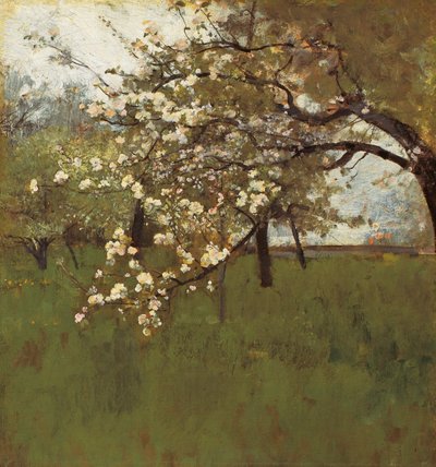 Kwitnąca jabłoń (olej na płótnie) autorstwa Johann Sperl