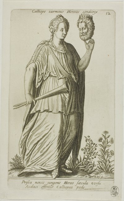 Calliope, Muse of Epic Poetry, płyta 12 z Parnassus Biceps autorstwa Johann Theodor de Bry
