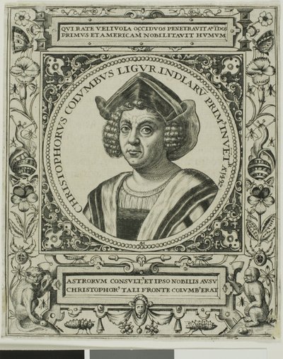 Krzysztof Kolumb, frontispis z tomu 5 książki Theodora de Bry